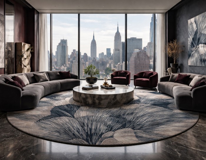 Floral round rug